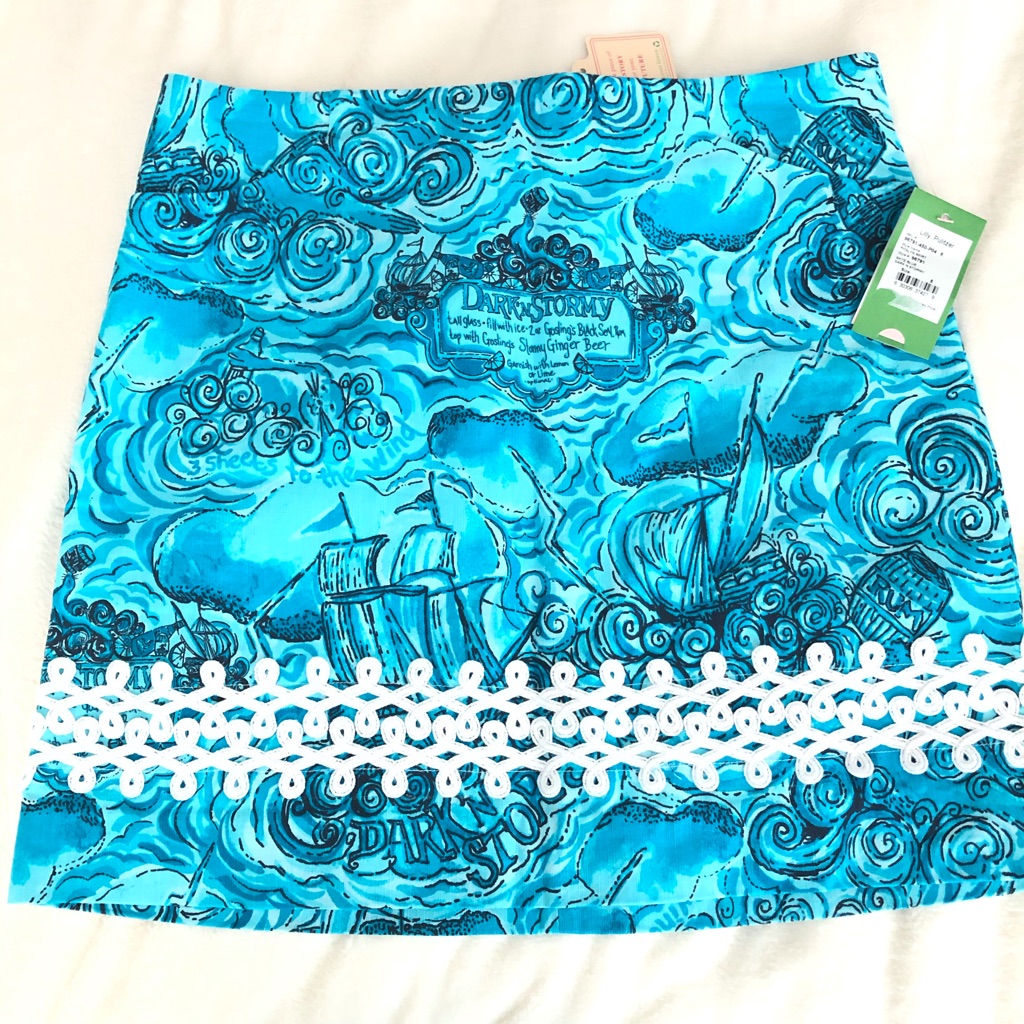 Nwt Lilly Pulitzer Dark N Stormy Skirt Rare!
